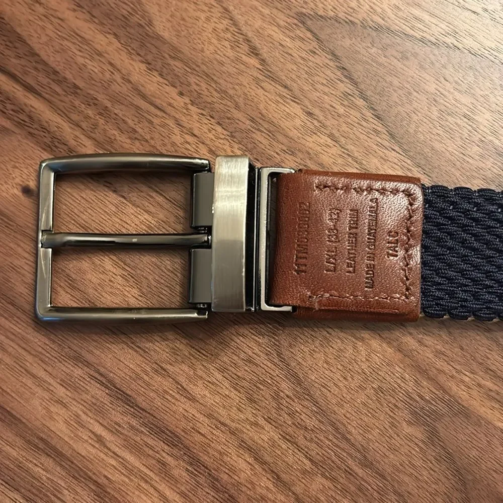 NEW Tommy Bahama Two Sided Brown and Tan Woven Belt with Leather Trim - L/XL